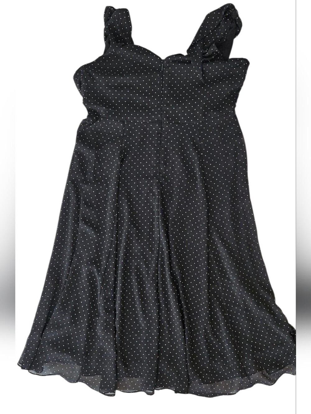 City Chic Women's S/16 Black White Polka Dot Tie Strap Wrap Midi Dress Plus Size - Picture 5 of 14